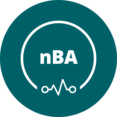 nBA in dark teal circle