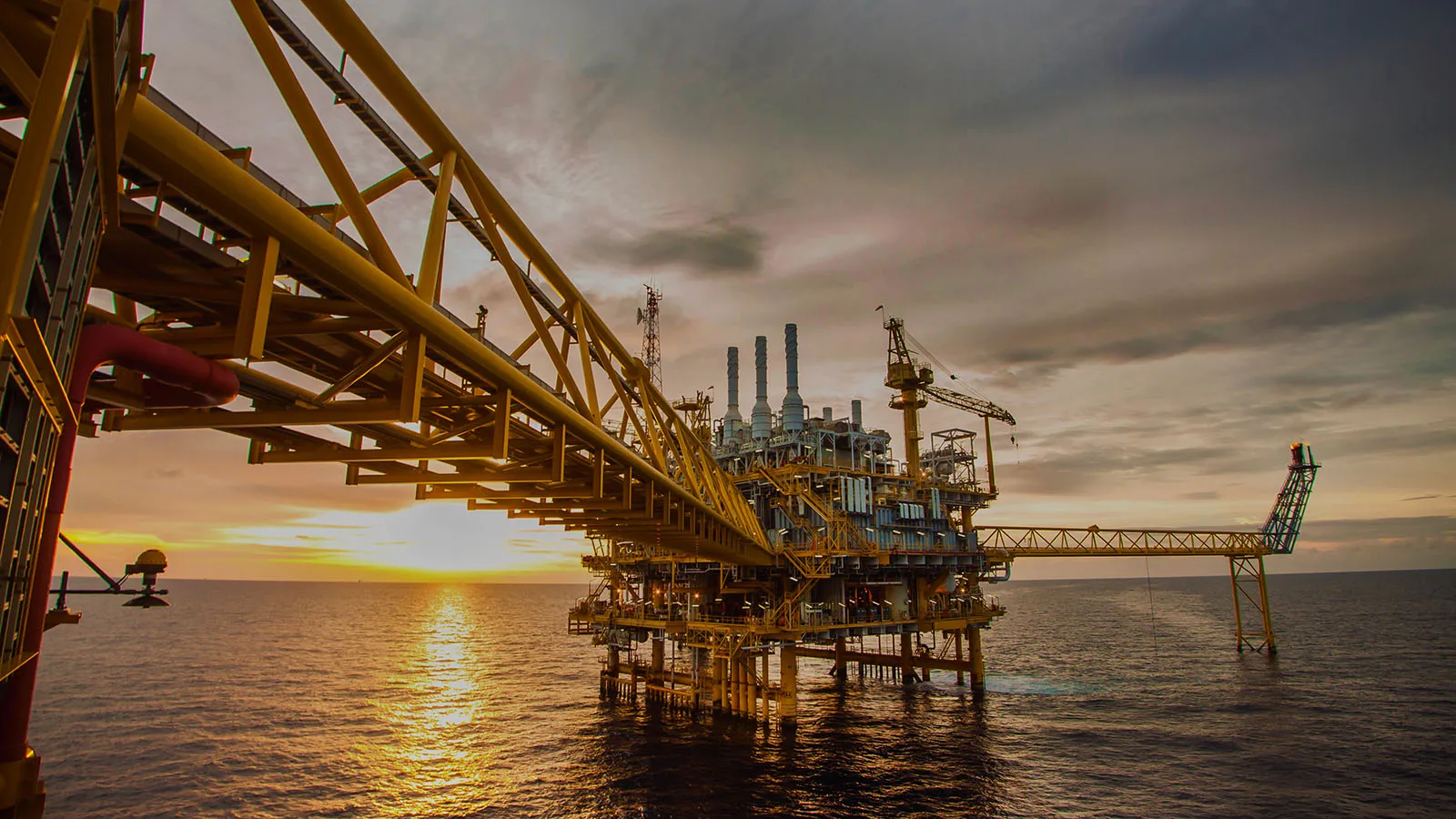 Oil rig at dusk