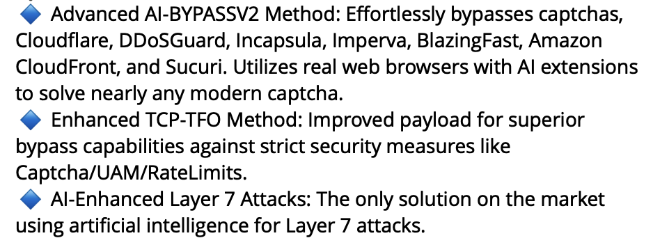 Layer 4 DDoS attack types incorporating AI a booter/stressor