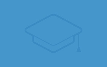 blue background with mortarboard icon