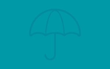 teal background with umbrella