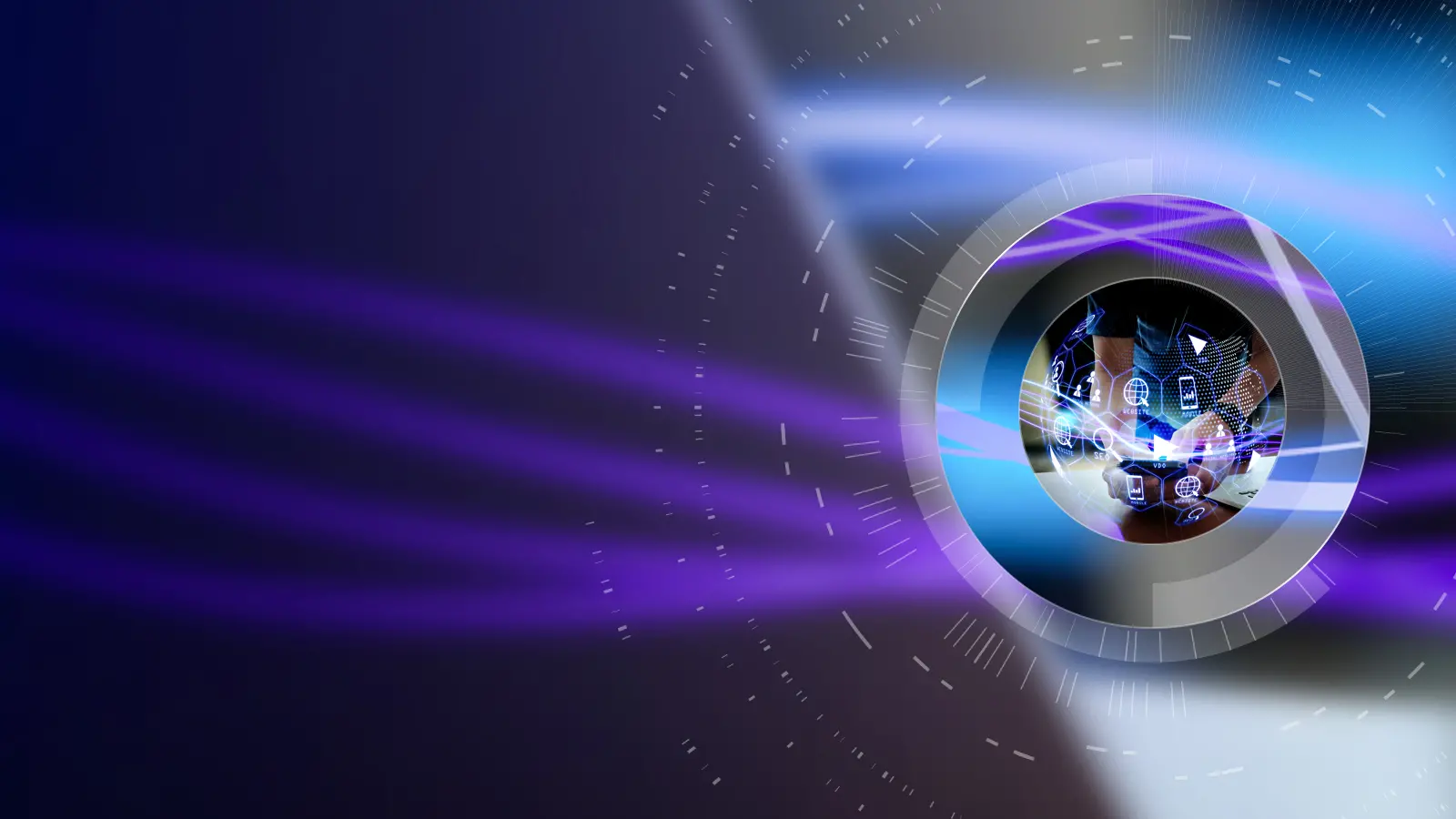 Abstract purple, blue, and gray banner