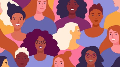 Colored drawing of different woman