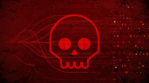 Skull on Red Abstract Background