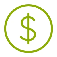 green outline of u.s. dollar sign