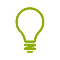 Green outline of light bulb