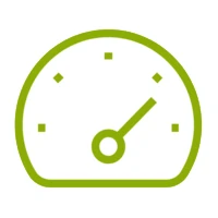 Green outline of meter three-fourths of the way to the right side