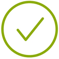 Green outline of a check mark
