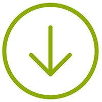 Green outline of a down arrow