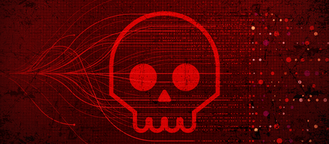 Skull on Red Abstract Background