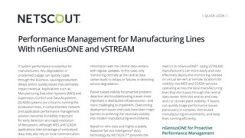 Performance Management for Manufacturing Lines With nGeniusONE and vSTREAM