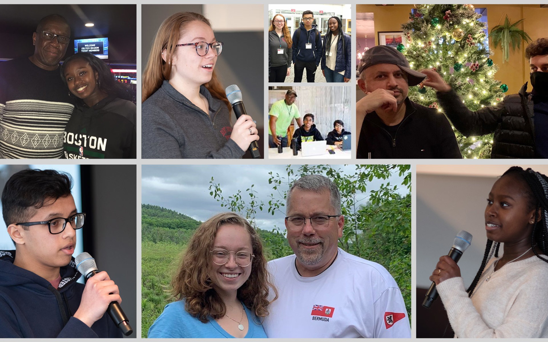 Collage of photos of NETSCOUT employees and their family members at hackathons